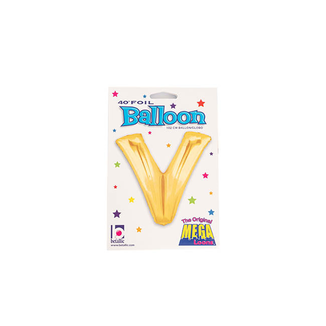 Foil Balloon 40" (101.6cmH) Letter 'V' Gold