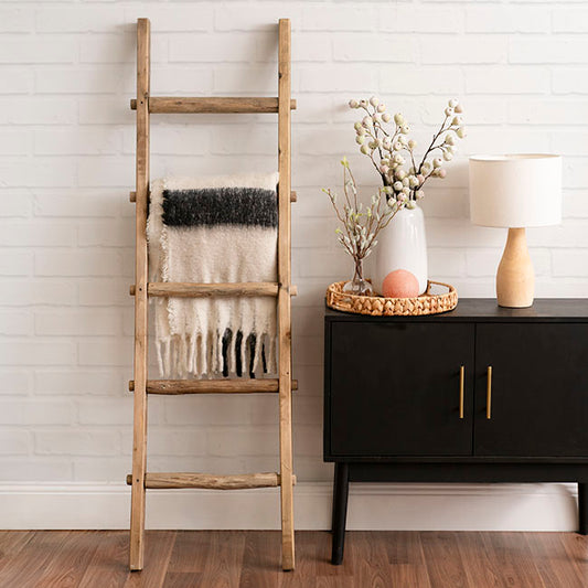 Decorative Wooden Ladder Washed Brown (47x5.3x150cmH)
