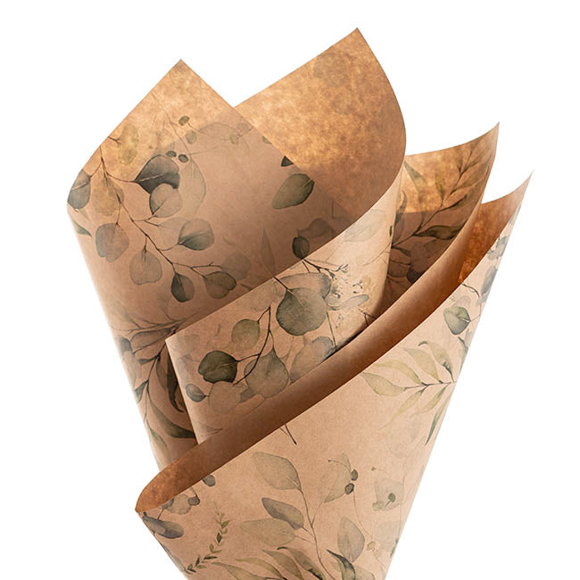Kraft Paper Eucalyptus Print 80gsm Brown Pack 100 (50x70cm)