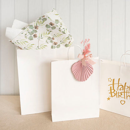 Kraft Paper Eucalyptus Print 110gsm White Pack 100 (50x70cm)