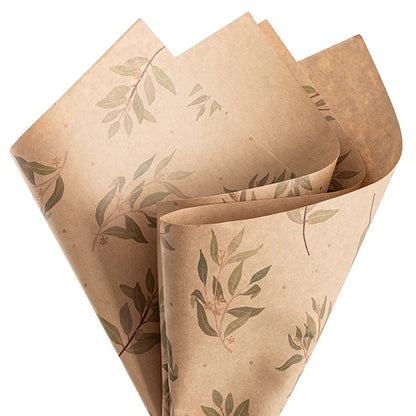 Kraft Paper Gum Leaf Print 110gsm Brown Pack 100 (50x70cm)