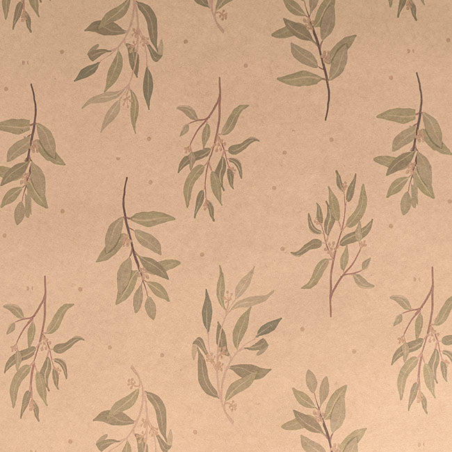 Kraft Paper Gum Leaf Print 110gsm Brown Pack 100 (50x70cm)