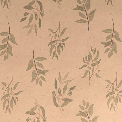 Kraft Paper Gum Leaf Print 110gsm Brown Pack 100 (50x70cm)