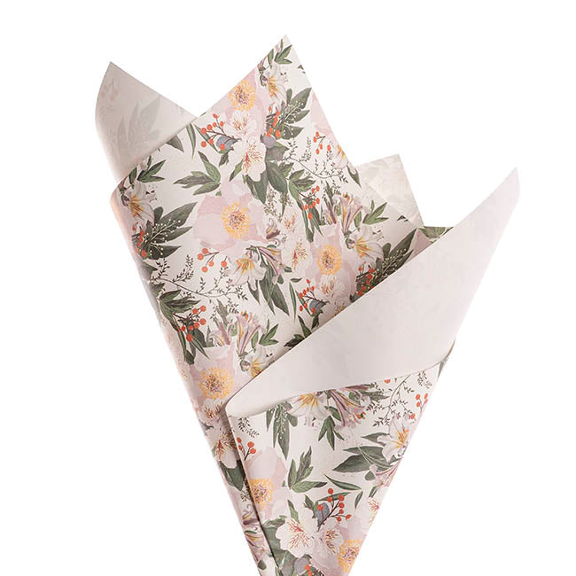 Kraft Paper Peony & Lilly 110gsm White Pack 100 (50x70cm)