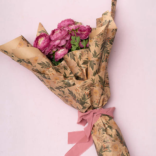 Kraft Paper Peony & Lilly 80gsm Brown Pack 100 (50x70cm)