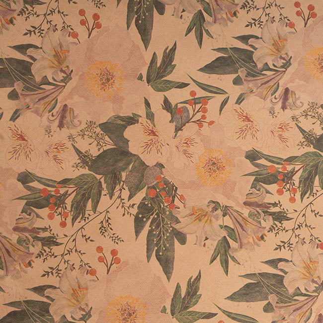 Kraft Paper Peony & Lilly 80gsm Brown Pack 100 (50x70cm)