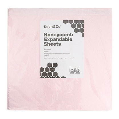 Kraft Paper Honeycomb Expandable Sheet PK50 Pink (50x50cm)
