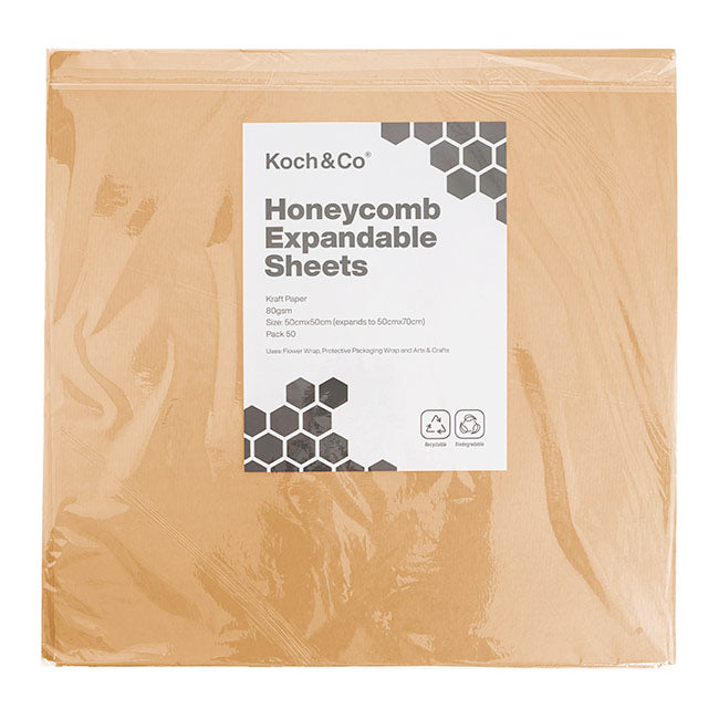 Kraft Paper Honeycomb Expandable Sheet PK50 Brown (50x50cm)