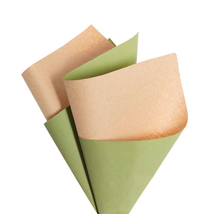 Kraft Paper Duo 80gsm Moss Green & Brown Pack 100 (50x70cm)