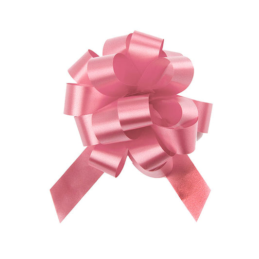 Ribbon Pull Bow Pom Pom Baby Pink (18mmx8.75cmD) Pack 5