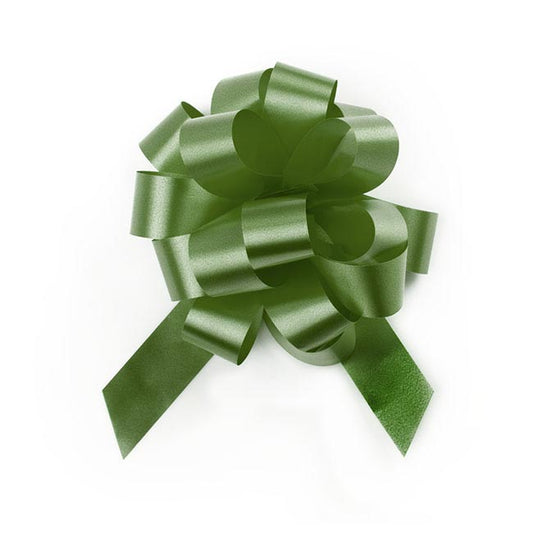 Ribbon Pull Bow Pom Pom Moss (18mmx8.75cmD) Pack 5
