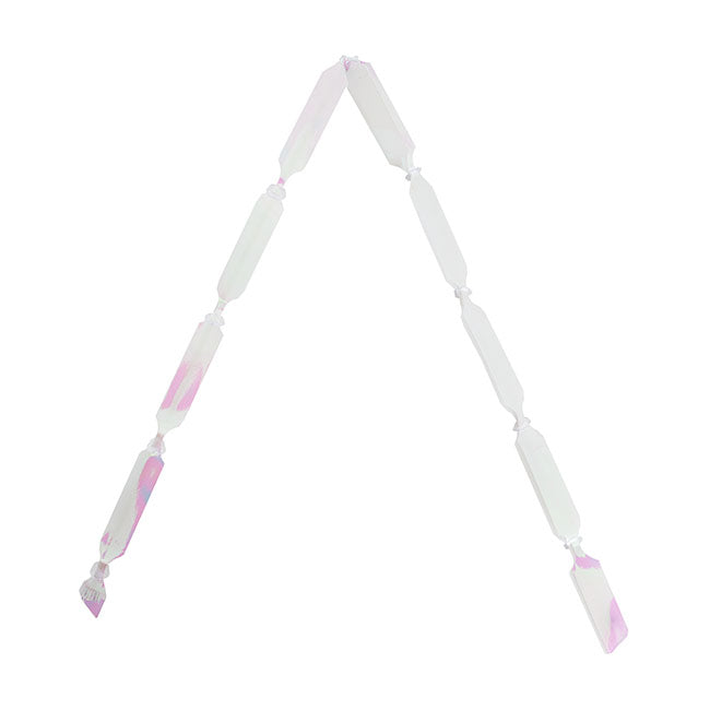 Ribbon Pull Bow Pom Pom Iridescent White (18mmx8.75cmD) Pk5