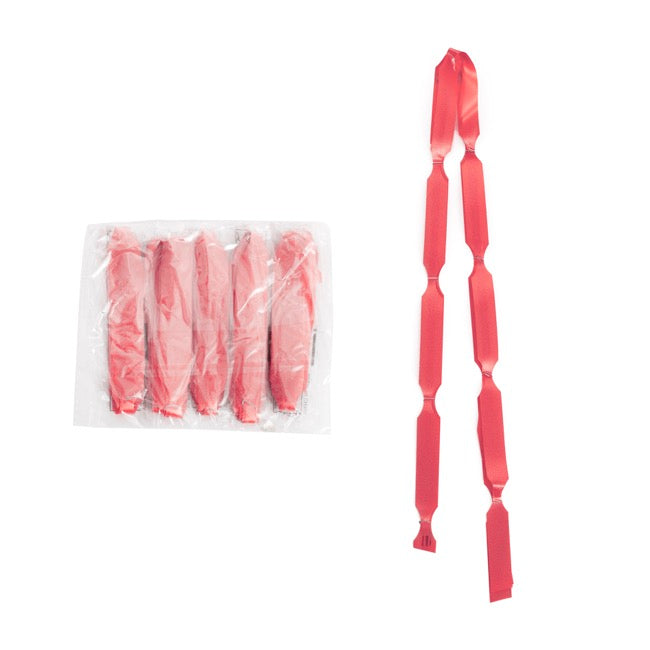 Ribbon Pull Bow Pom Pom Red (18mmx8.75cmD) Pack 5