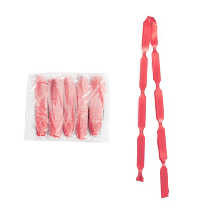 Ribbon Pull Bow Pom Pom Red (18mmx8.75cmD) Pack 5