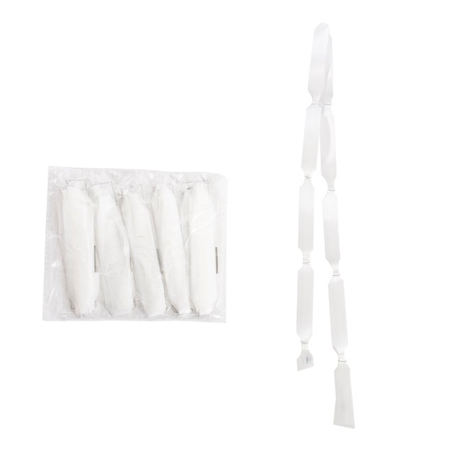 Ribbon Pull Bow Pom Pom White (18mmx8.75cmD) Pack 5