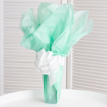 Ribbon Pull Bow Pom Pom White (32mmx12.5cm) Pack 5