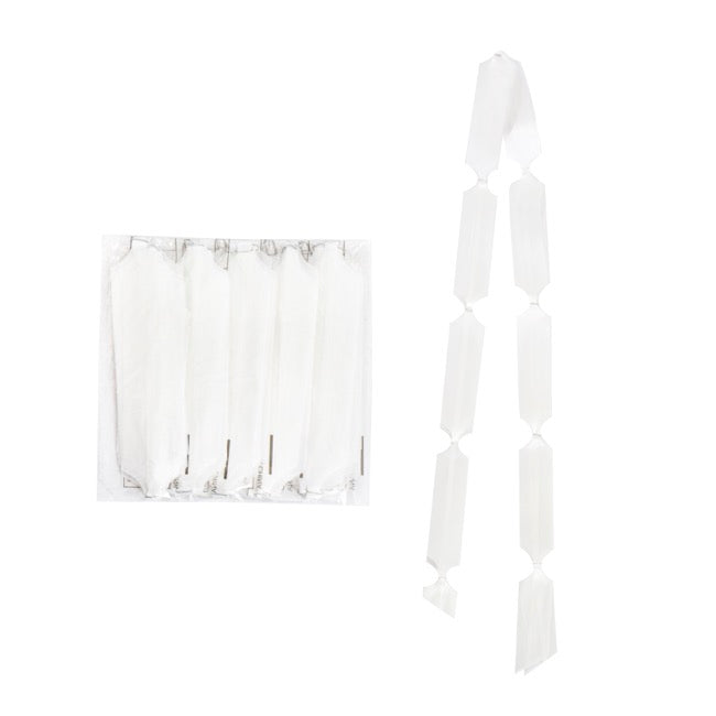Ribbon Pull Bow Pom Pom White (32mmx12.5cm) Pack 5