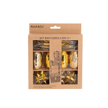 Curling Ribbon & Bows Gift Wrap Finishing Set Metallic Gold