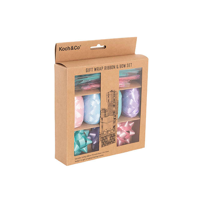 Curling Ribbon & Bows Gift Wrap Finishing Set Pastels