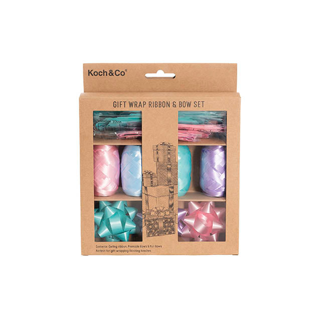 Curling Ribbon & Bows Gift Wrap Finishing Set Pastels