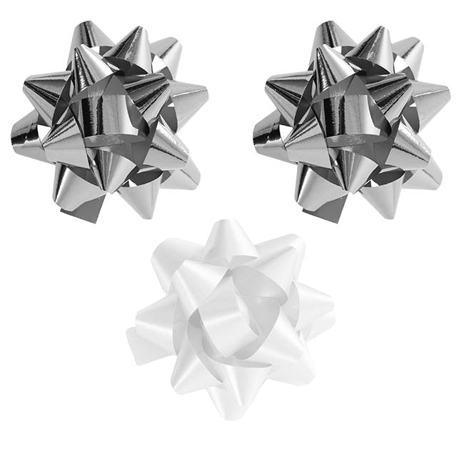Curling Ribbon & Bows Gift Wrap Finishing Set White & Silver