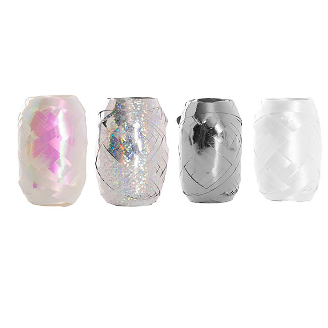 Curling Ribbon & Bows Gift Wrap Finishing Set White & Silver