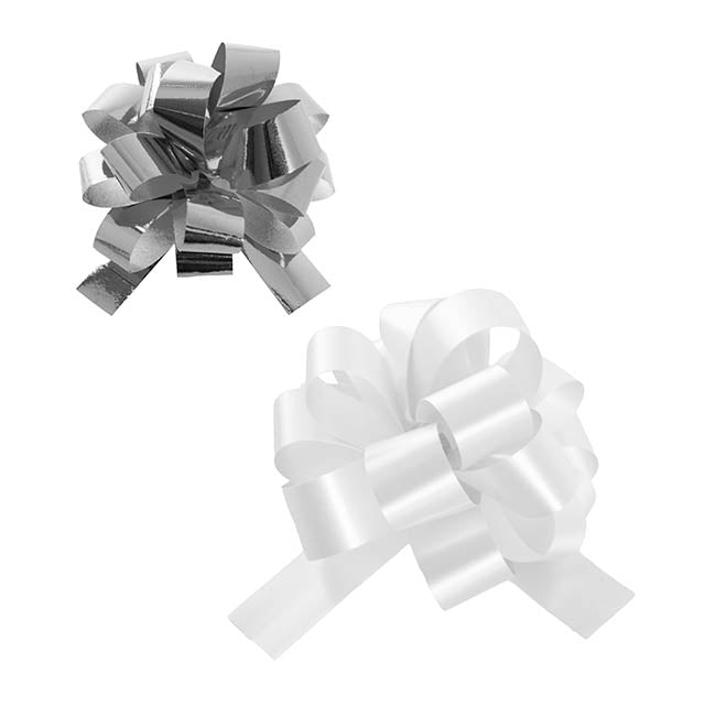 Curling Ribbon & Bows Gift Wrap Finishing Set White & Silver