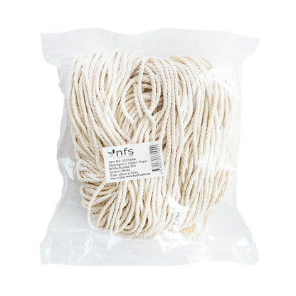 Pre-Cut Cotton String White Bundle 100 (3mm x 70cm Long)