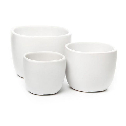 Ceramic Monaco Square Round Set 3 Matte White (19x15cmH)