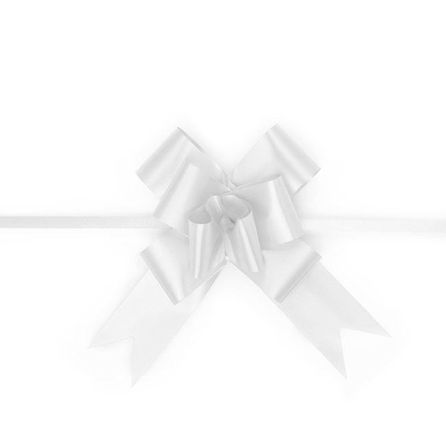 Ribbon Pull Bow White (32mmx53cm) Pack 25