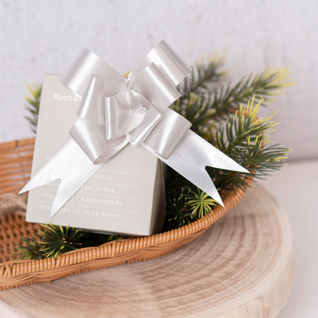 Ribbon Pull Bow White (32mmx53cm) Pack 25
