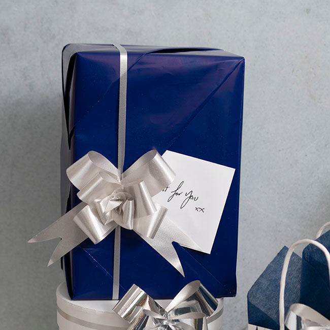 Ribbon Pull Bow Silver (32mmx53cm) Pack 25