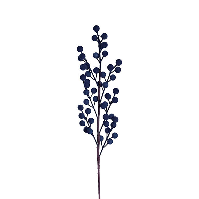 Flocked Berry Spray Navy (60cmH)
