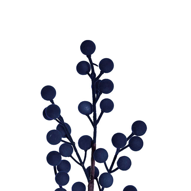 Flocked Berry Spray Navy (60cmH)