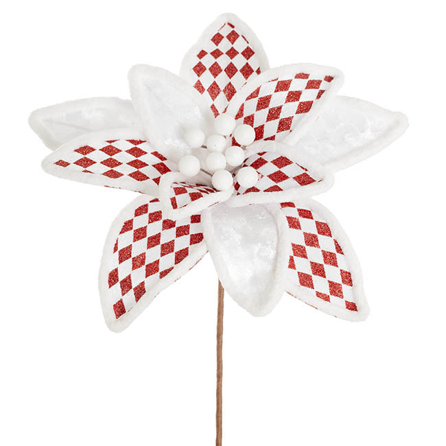 Poinsettia Diamond Pattern Pick Red & White (30cmDx30cmH)