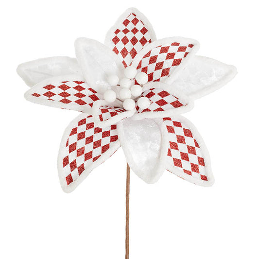 Poinsettia Diamond Pattern Pick Red & White (30cmDx30cmH)