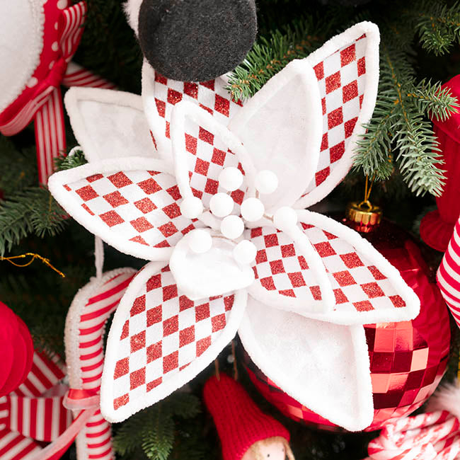 Poinsettia Diamond Pattern Pick Red & White (30cmDx30cmH)