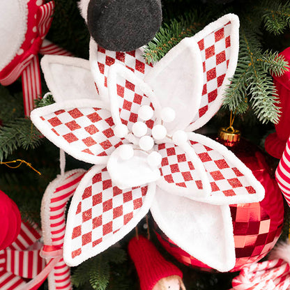 Poinsettia Diamond Pattern Pick Red & White (30cmDx30cmH)