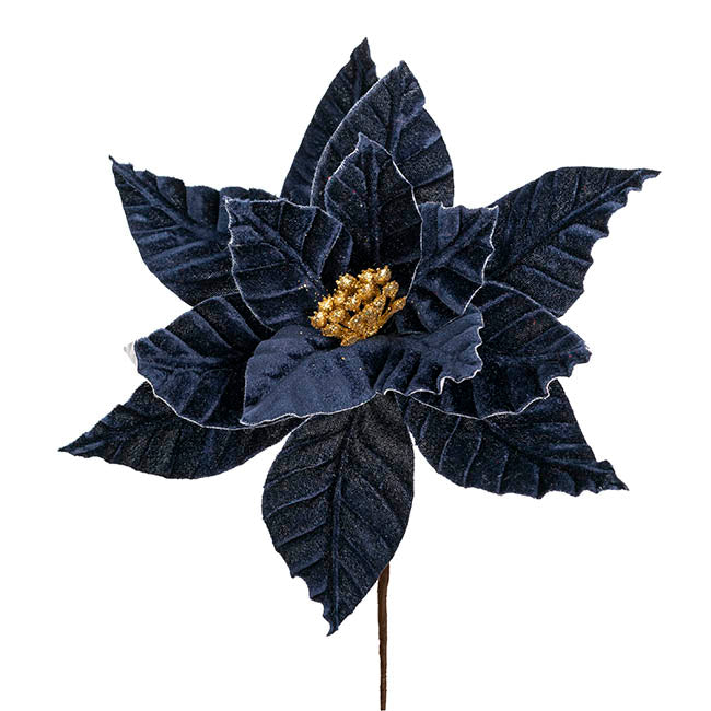 Grand Christmas Poinsettia Pick Navy (27cmDx29cmH)