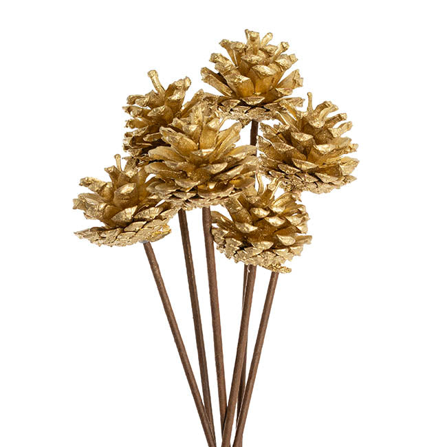 Artificial Pinecone Pick Bunch 6 Brown (6cmDx35cmH)