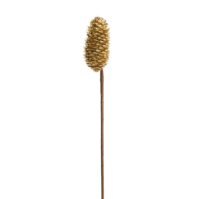 Artificial Pinecone Pick Bunch 6 Gold (40cmH)