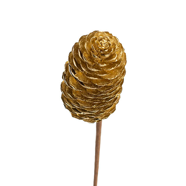 Artificial Pinecone Pick Bunch 6 Gold (40cmH)