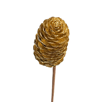 Artificial Pinecone Pick Bunch 6 Gold (40cmH)