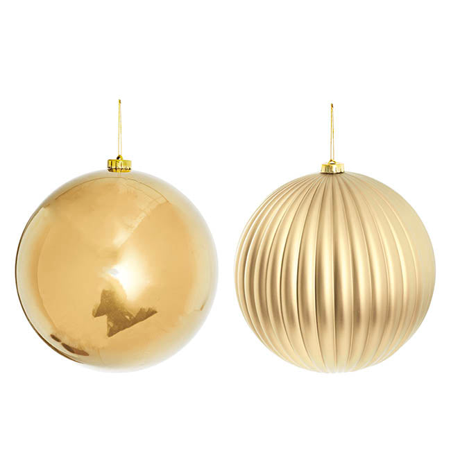 Giant Hanging Baubles Set 2 Champagne (20cmD)