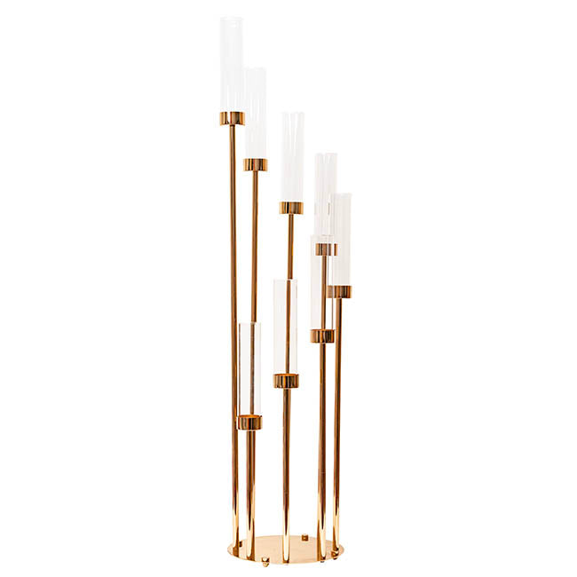 Metal Spiral Candelabra 8 Glass Candle Holders Gold (128cmH)