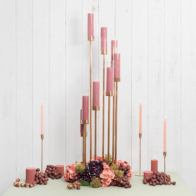 Metal Spiral Candelabra 8 Glass Candle Holders Gold (128cmH)