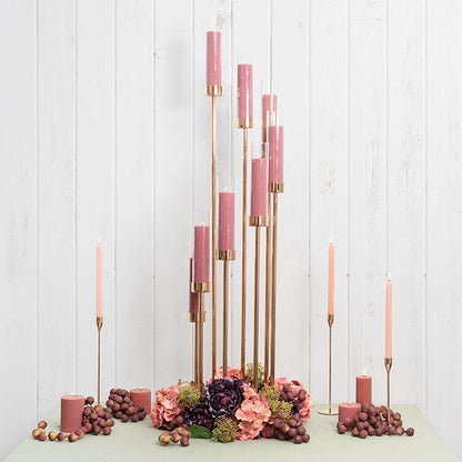 Metal Spiral Candelabra 8 Glass Candle Holders Gold (128cmH)