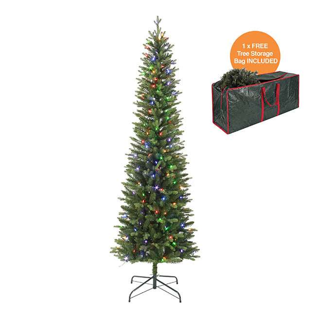 Forest Pine Pre-Lit Slim Christmas Tree Green (71Wx215cmH)