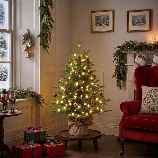 Vienna Pine Pre-Lit Potted Christmas Tree Green (76Wx122cmH)