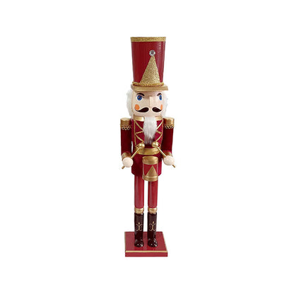 Traditional Nutcracker w Drum Dark Red (38cmH)